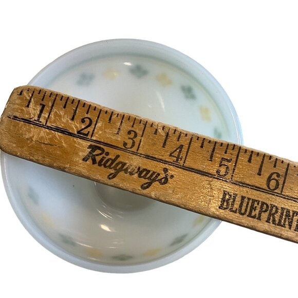 Thermocrisa Mexico 5” diameter Bowl Milk Glass Green and Yellow Design‎ - Picture 5 of 5